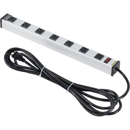GLOBAL INDUSTRIAL 19 7 Outlet Aluminum Power Strip with 15-ft Cord ETL/cETL 500883